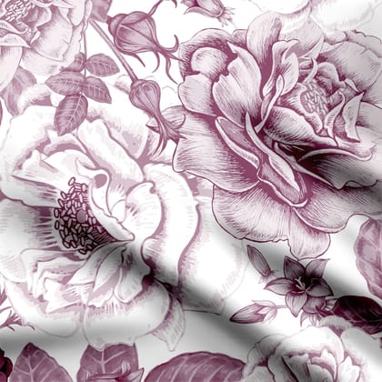 large mono flowers Print Fabric-Cotton