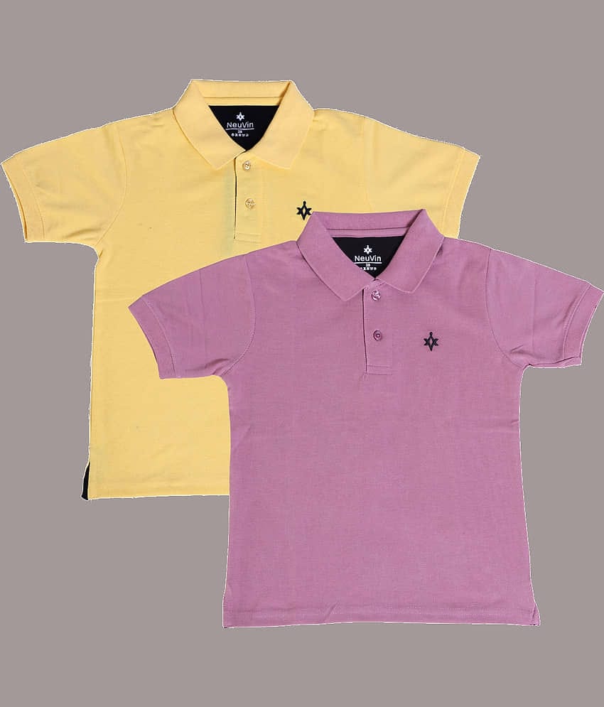 NEUVIN Pack of 1 Boys Cotton Blend Polo T-Shirt ( Multi Color )