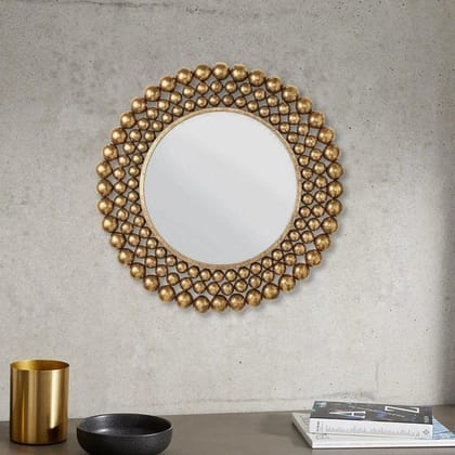 Writings on the Wall Beaded Wall Mirror 2 Feet Elegant Decorative Statement Mirror Made Of Metal And Glass