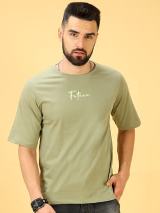 Future Chest Print Fly Sleeve Crew Neck T-Shirt-S