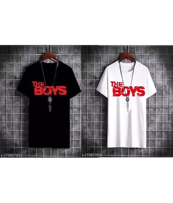 TREND SKY Polyester Regular Fit Printed Half Sleeves Men's Round T-Shirt - Multicolor ( Pack of 2 )