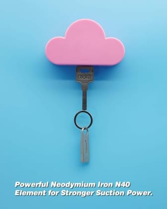 Nidy® Creative and Colorful Decorative Cloud-Shaped Magnet Keychains, Perfect for Door, Entryway Decorative Wall Mount Holder for Key (Pink)