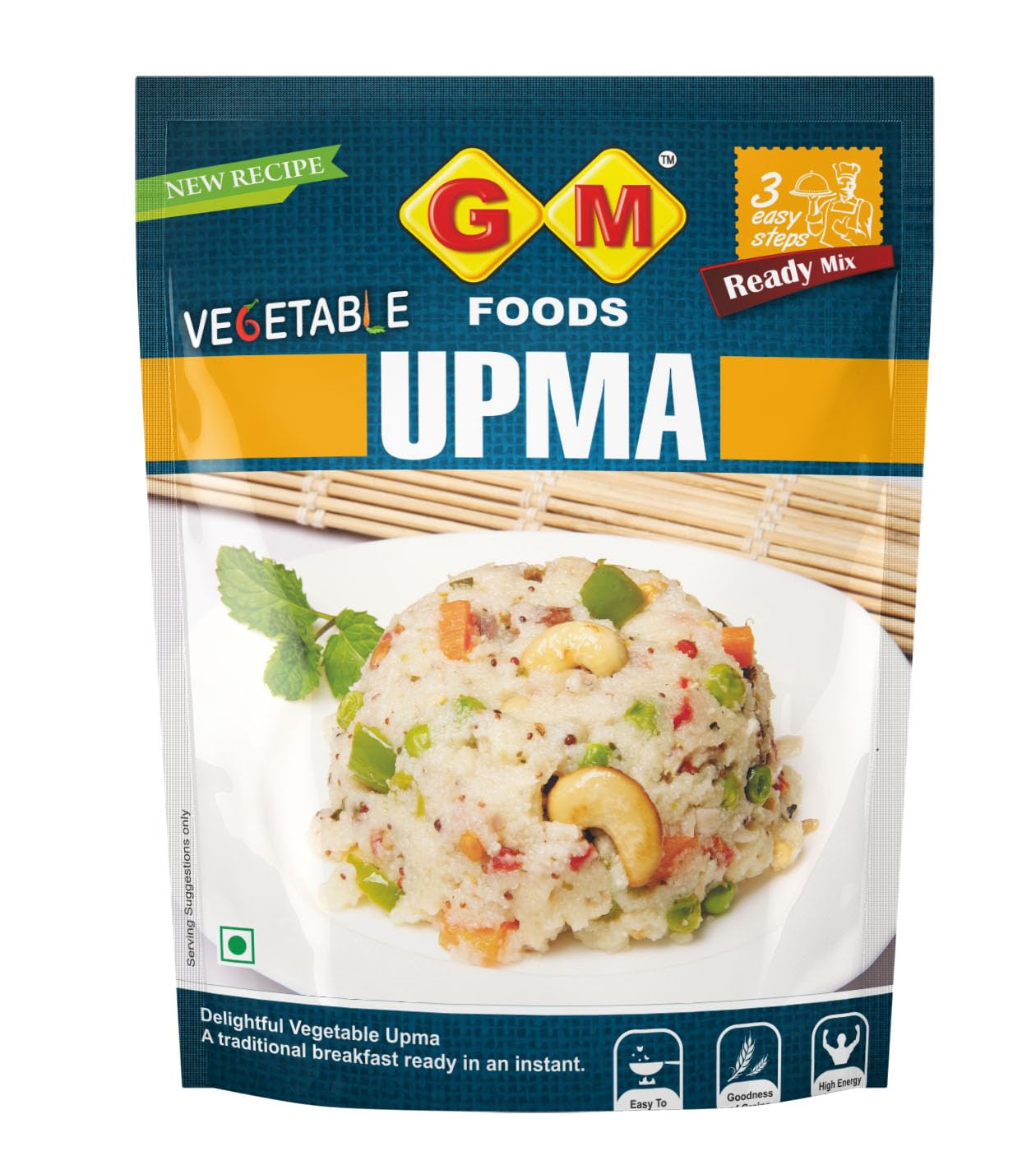 GM Foods Vegetable Upma Mix 400g | Authentic South Indian Breakfast | Roasted & Seasoned Semolina | Ready to cook Instant Breakfast Snack | Quick & Healthy Tiffin Idea | No Preservatives