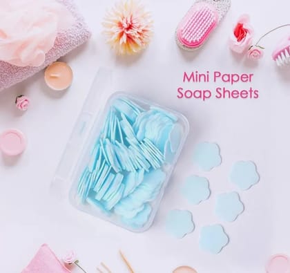 Mini Portable Travel Soap Paper Sheets – Flower Shaped Disposable Hand Wash Flakes (100 Pcs Set)