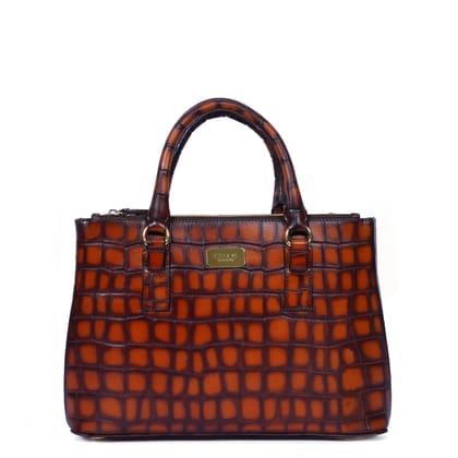 Smokey Finish Tote Bag in Tan Deep Cut Leather-FS