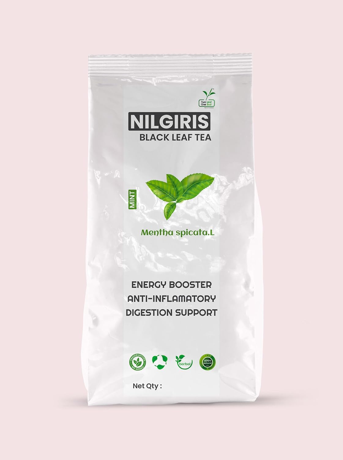 Two Leaf One Bud Nilgris Black Leaf Tea - Mint 100 Gms