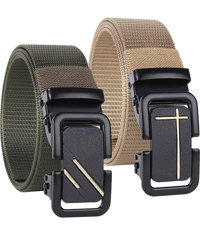 SILKSHOPPING - Multicolor Nylon Men's Casual Belt ( Pack of 2 )