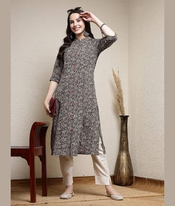Stylum Cotton Printed A-Line Women's Kurti - Black ( Pack of 1 )