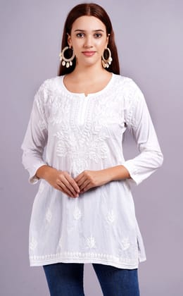 MRS RIGHT CHIKANKARI MALCOTTON SHORT TOP KURTI MRS RIGHT CHIKANKARI MALCOTTON SHORT TOP KURTI