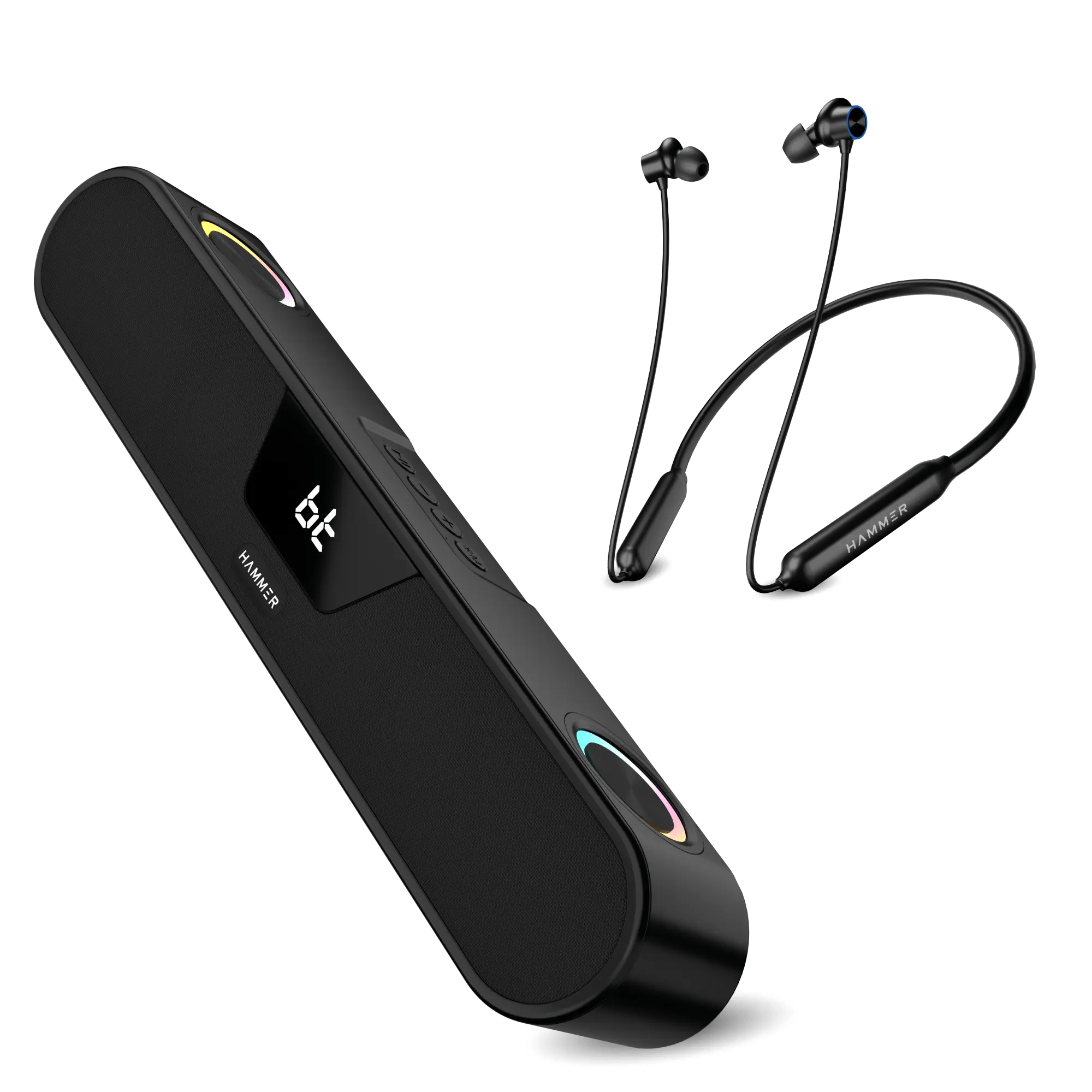 Hammer BeatBox Bluetooth Soundbar & Splendor Neckband (Combo) Hammer BeatBox Bluetooth Soundbar & Splendor Neckband (Combo) - Black