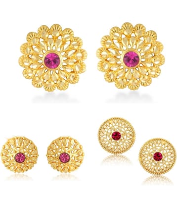 Vighnaharta Sizzling Chunky Alloy Gold Plated Stud Earring Combo set For Women and Girls  Pack of- 3 Pair Earrings- VFJ1118-1192-1234ERG