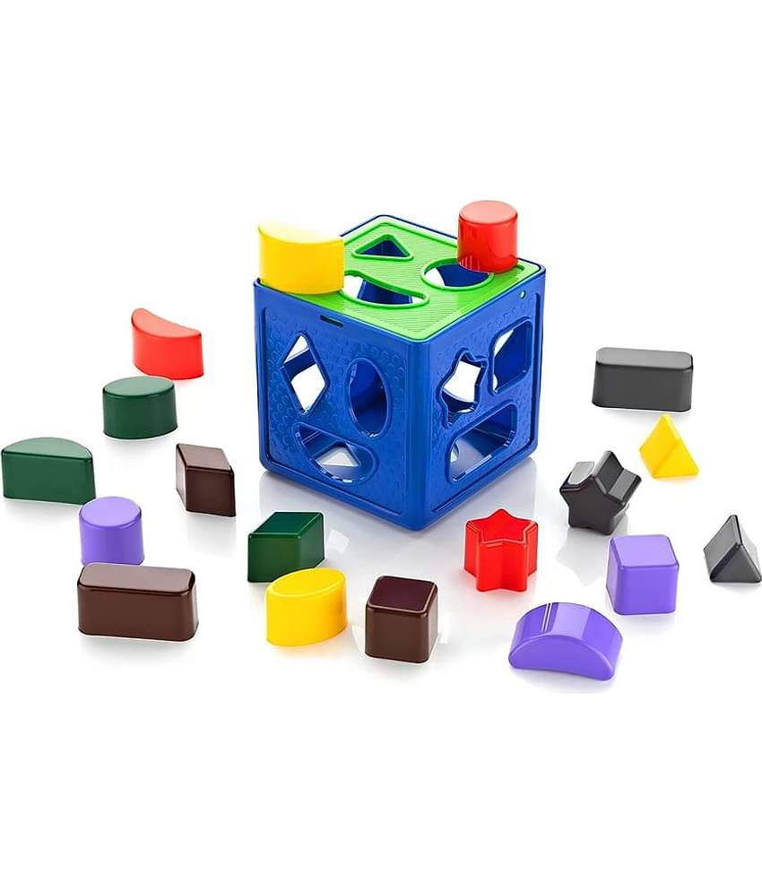 RAINBOW RIDERS Shape Sorting Cube With 18 Shape And Different Color - Kids Activity Toys - Learning And Educational Toys For Boys Girls Age 2+ Years Toy With Plastic Multicolour - (Bis Approved), 19 Pcs