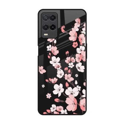 Black Cherry Blossom Glass Case for Realme 8