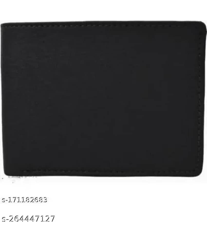 HABIBI PU Solid Men's Two Fold Wallet With 3 Slots For Card ( Black , Pack of 1 )
