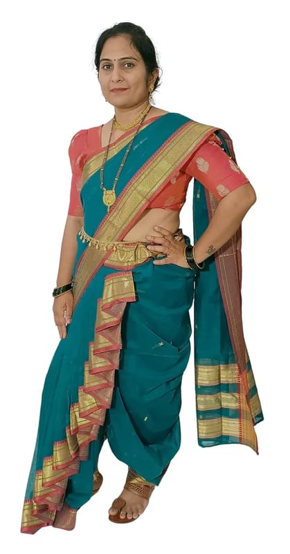 Mom And Me Morpankhi Cotton Nauwari Saree (Free Size) | Mastani Style | Ethnic Party
