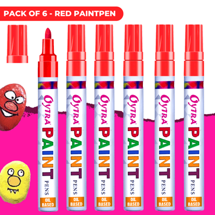 Red Paint Permanent Marker Pen Set of 6