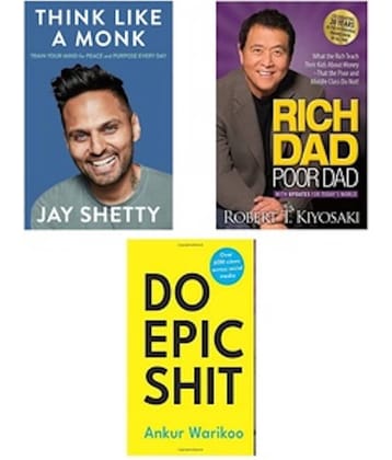 Combo Of 3 Books (Think Like a Monk + Do Epic Shit + Rich Dad Poor Dad )(English, Paperback