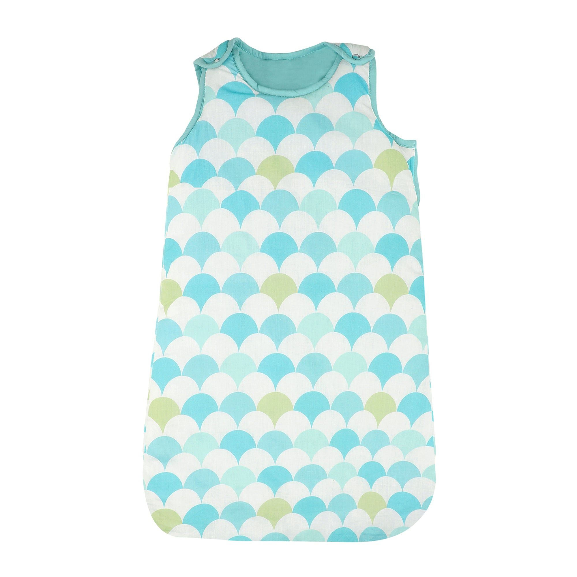 MELLOW GREEN SCALLOP SLEEPING BAG-6-12 MONTHS (Max height 76cm) / TOG 3.0 (Room Temperature between 16 degree celcius - 18 degree celsius)