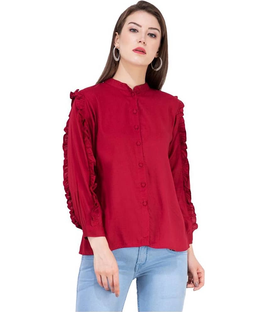 SAAKAA Women Rayon Shirt ( Maroon )