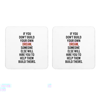 Multicolor Built Your Own Dreams Set Of 2 Square Wooden Coaster