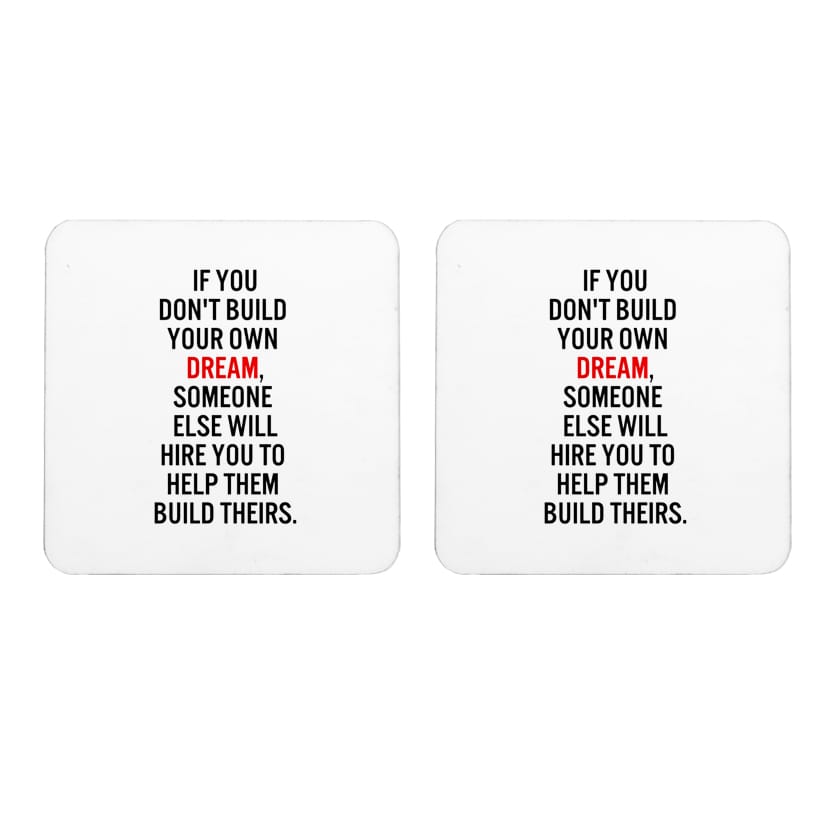 Multicolor Built Your Own Dreams Set Of 2 Square Wooden Coaster