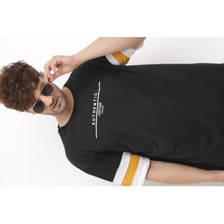 LEOTUDE Cottonblend Half Sleeve Oversized T-Shirts for Men