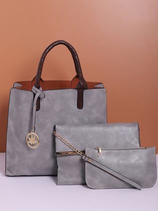 Melinda Grey Tote Bag Set-Tote Bag