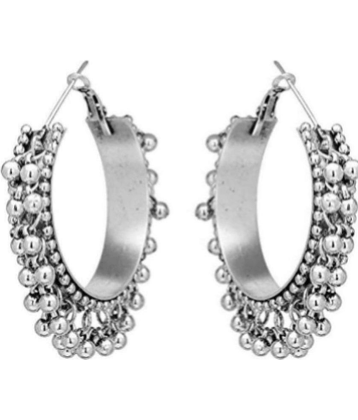PUJVI - Silver Bali Earrings ( Pack of 1 )