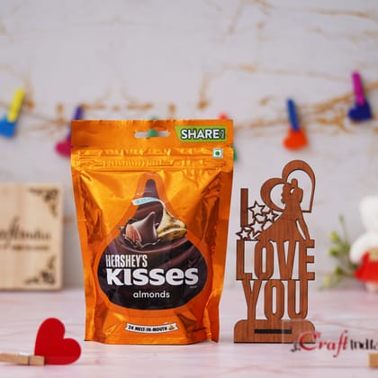 Couple with I Love You Valentine's Day Showpiece & Almonds Chocolate