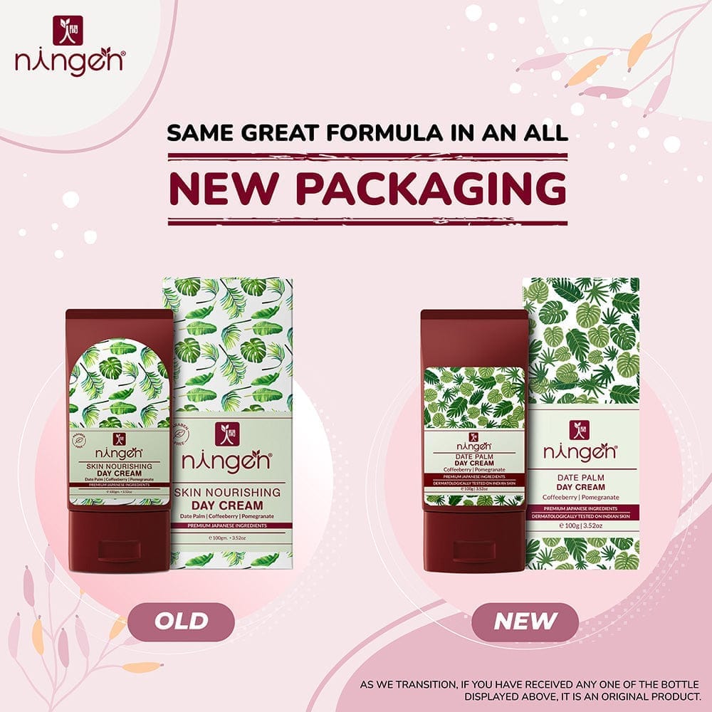 Ningen Skin Nourishing Day Cream I Infused with Date Palm, Coffeeberry and Pomegranate Extracts I Dermatologically Tested, Paraben Free I Delivers Day Long Essential Nutrients and Moisture I 100g