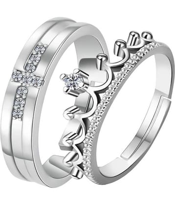SILVERSHINE Silverplated Exclusive His and Her Adjustable proposal couple ring For Men And Women Jewellery