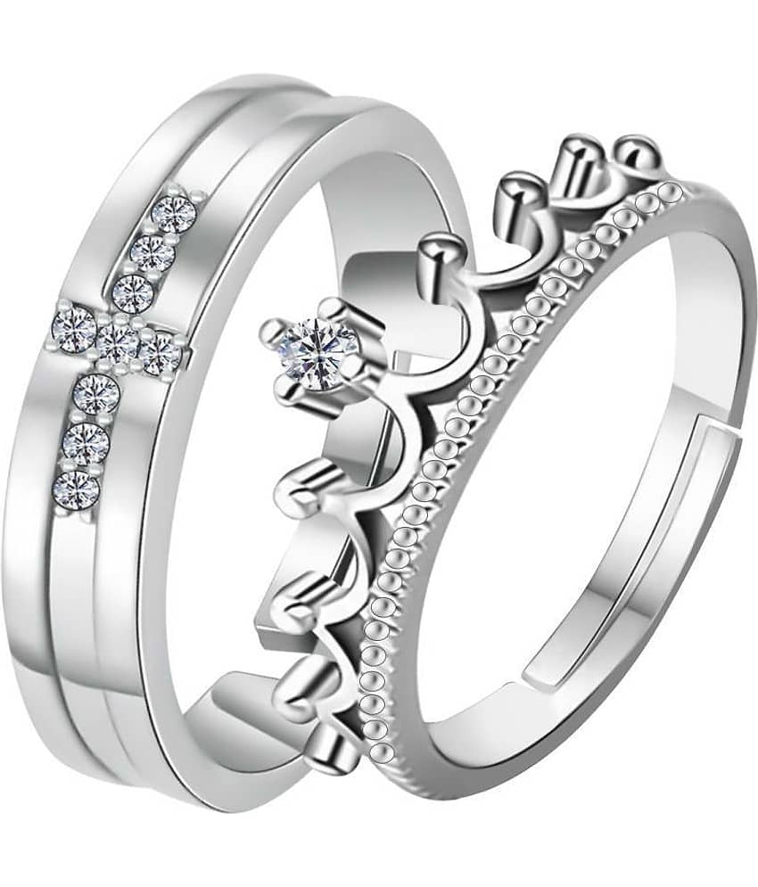 SILVERSHINE Silverplated Exclusive His and Her Adjustable proposal couple ring For Men And Women Jewellery