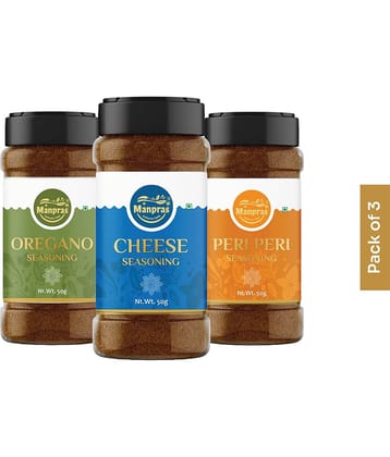 MANPRAS Seasoning Combo Peri Peri- Oregano - Cheese Pack of 3 50Gms. Each 150 gm