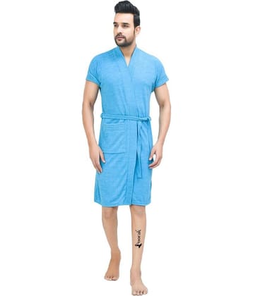 Poorak Blue Free Size Bathrobe ( Pack of 1 )