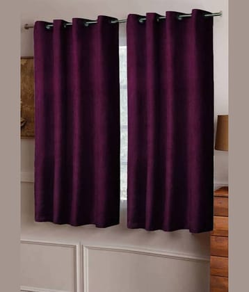 N2C Home Solid Semi-Transparent Eyelet Curtain 5 ft ( Pack of 2 ) - Purple