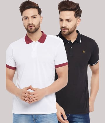 The Million Club Pack of 2 Cotton Blend Regular Fit Solid Half Sleeves Men's Polo T Shirt ( White )