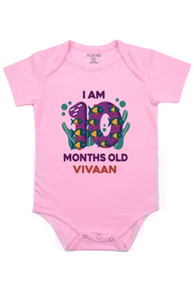 Ten Month Birthday Baby Romper | Onesies w/ Custom Name-Pink / Baby Romper / 0-3 Months