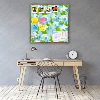 Blue Mosaic Bulletin Board Notice Pin Board Soft Board | Framed-Antique Gold Frame / 12 x 12 inch (30 x 30 cms)