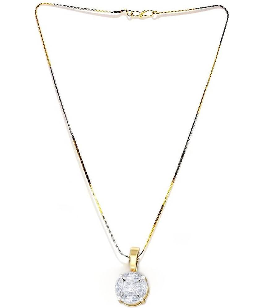 Gilher 20k Gold Plated Pandant +Chain With Super Fine Quality For Women 18 Inch Long Chain With Double AD Polish Silver+Gold