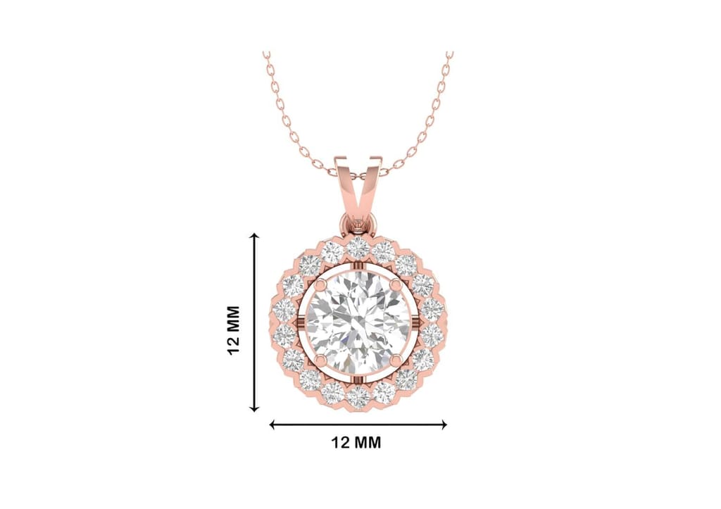 Round Halo Solitaire Necklace