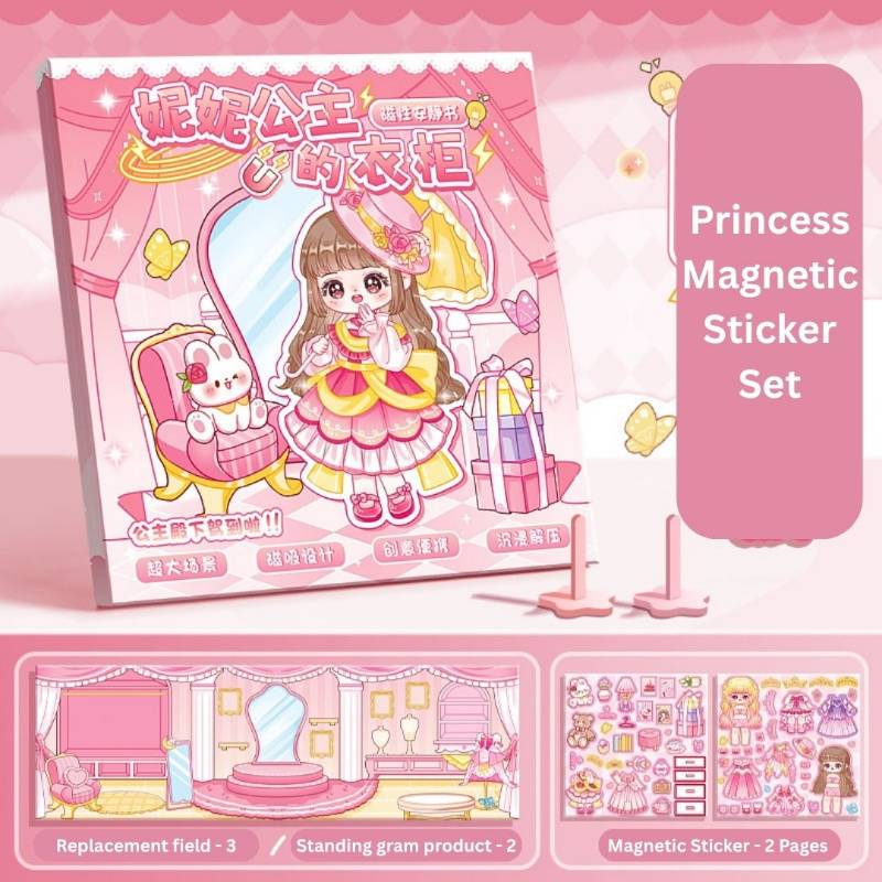 Princess Nini's Wardrobe Magnetic Sticker Set | Reusable Quiet Book Dress Up Toy | Creative Play