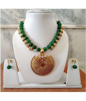 Lotus - Gold Brass Necklace Set ( Pack of 1 )