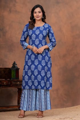 Stitched Cotton Sets Elegant Hand Block Printed Cotton Kurti Sets perfect for daily wear and festive occasions!Comfort fit | Soft breathable fabric |Pure Cotton 60*60