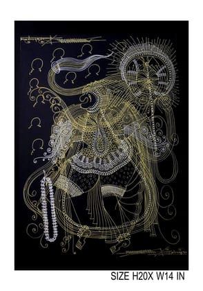 Ornate Surpur Line Art Painting Mixed Media On Paper