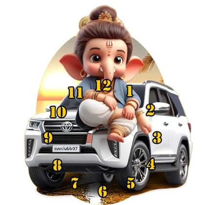 The Magical Gifts, Cute Ganeshji Car Wall Clock ? 3D Design Modern Decorative Clock for Kids Room, Temple or Car Lovers ? Ideal Gift for Baby, Housewarming, Festivals Size 8 INCH