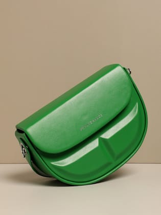 Structured Curve Handbag - Green-Handheld Bag