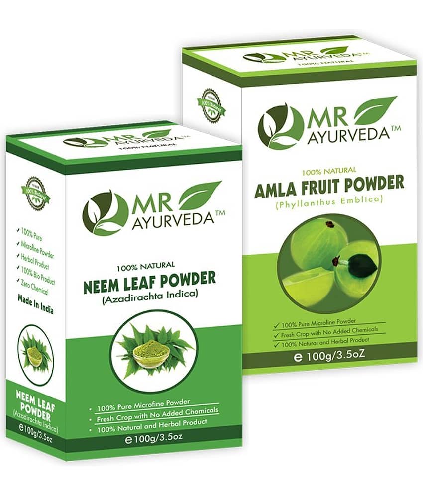 MR Ayurveda 100% Pure Neem Powder and Amla Powder Hair Scalp Treatment 200 g Pack of 2