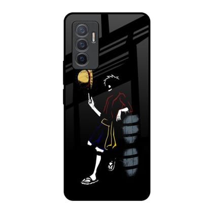 Luffy Line Art Glass Case for Vivo V23e 5G