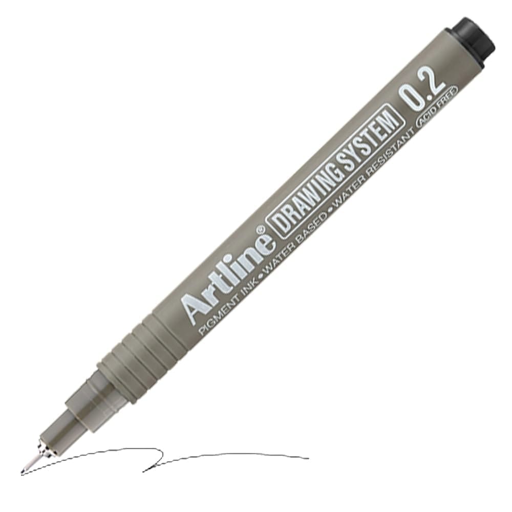 Artline Black Colour Drawing System Pen of writing width 0.2 MM of 12 Qunaity | Explore Various Drawing Techniques for Artists & Designers