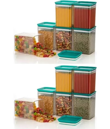 Analog Kitchenware Dal/Pasta/Grocery PET Sea Green Multi-Purpose Container ( Set of 12 )
